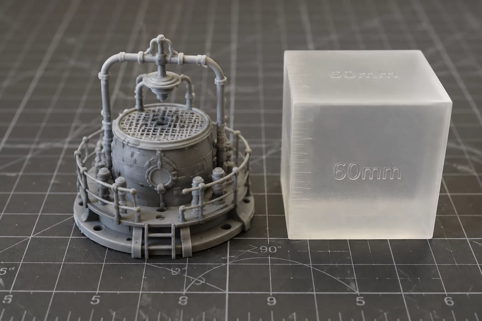Fit Inside a 60 mm Cube bounding box wireframe model